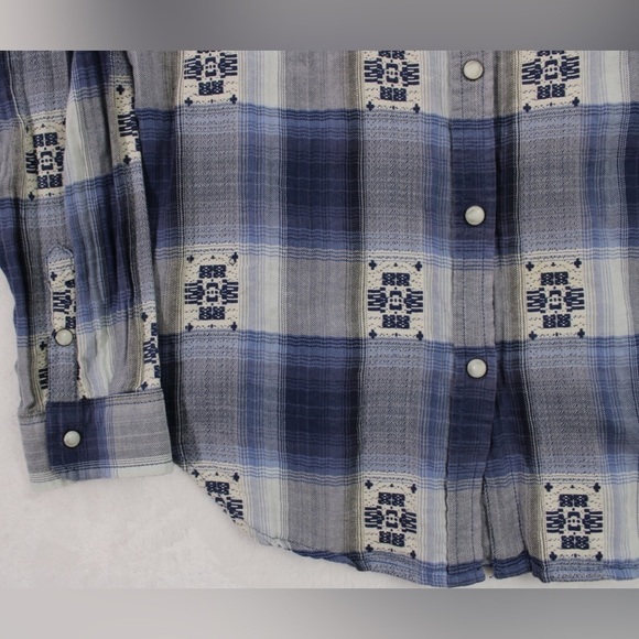 American Eagle Western Long Sleeve Plaid Pearl Snap‎ Button Down Women's Small - Picture 3 of 16